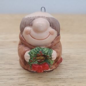 Smiling "Ziggy" Monk Figurine with Wreath